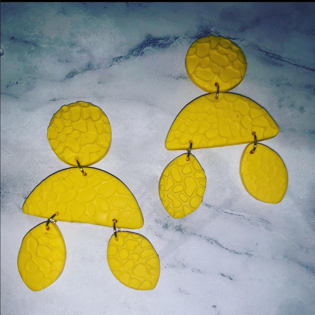 Yellow- Texture Clay Dangles